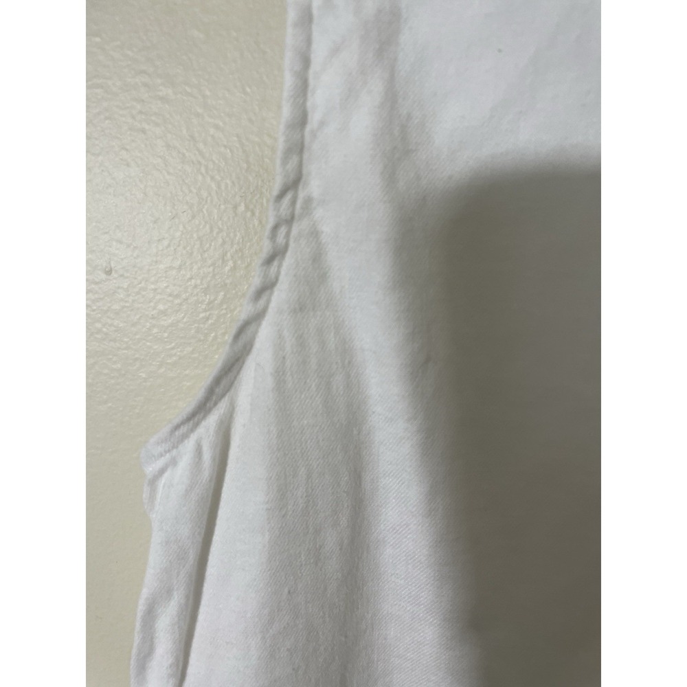 Theory Medium White Linen Sleeveless Button Up Top Collared Minimalist Lagenlook - Picture 7 of 7